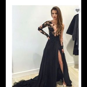 Black Chiffon Lace Dress